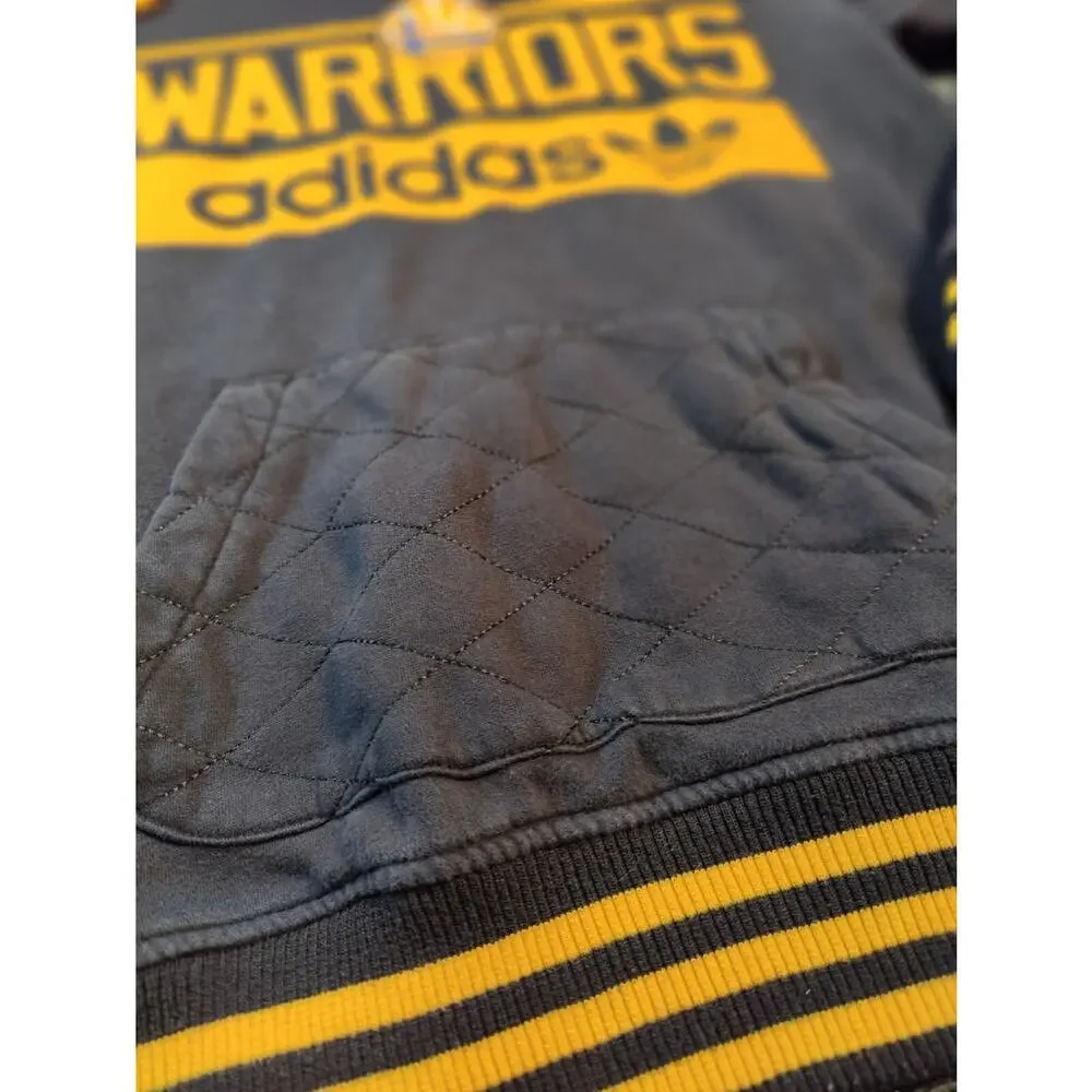 Golden State Warriors Hoodie Mens Small Adidas Black Yellow Diamond Stitch Rare